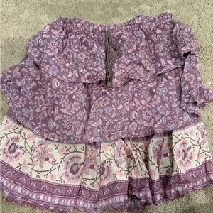 Spell Purple and Pink Floral Mini Skirt
